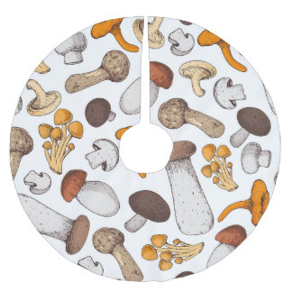 Jupon De Sapin En Polyester Brossé Champignons dessinés à la main : arrière - plan al