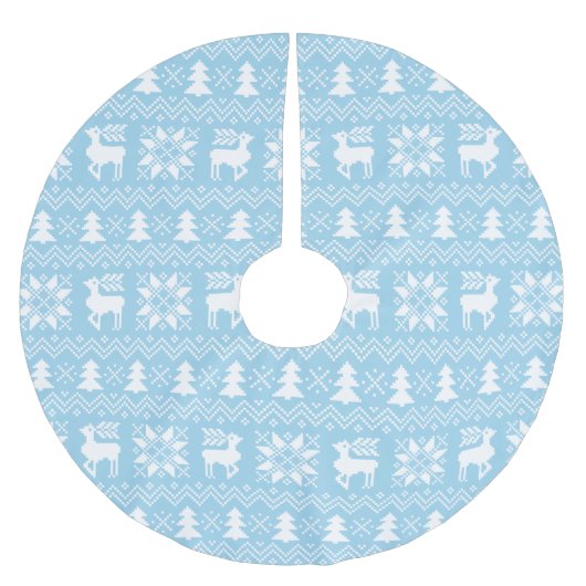 Jupon De Sapin En Polyester Brossé Chandail de Noël inspiré Motif bleu (Devant)