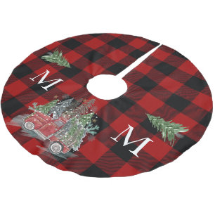 Jupon De Sapin En Polyester Brossé Chariot Vintage de Noël Buffalo Red Black Plantat