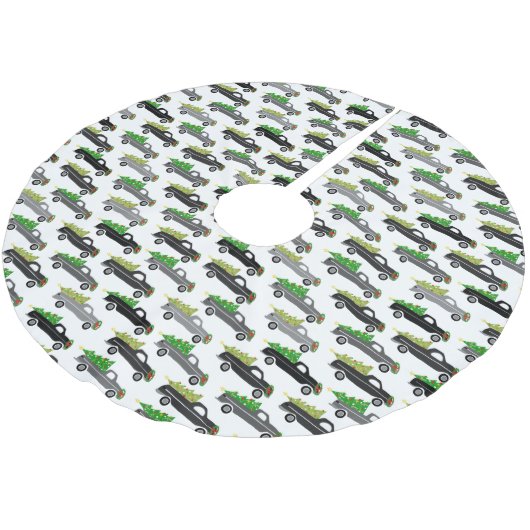 Jupon De Sapin En Polyester Brossé Charmant Camions de ramassage de Noël Mignons Noël (Angle)