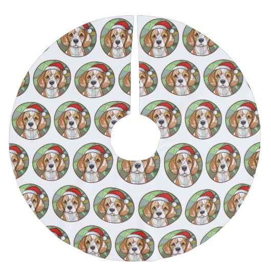 Jupon De Sapin En Polyester Brossé Charming Canine Cheer : Noël à thème Beagle (Devant)