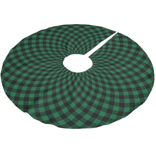 Jupon De Sapin En Polyester Brossé Chasseur rond Green Plaid Check (Angle)