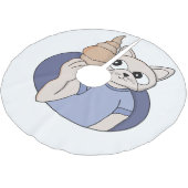 Jupon De Sapin En Polyester Brossé Chat au croissant drôle (Angle)