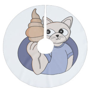 Jupon De Sapin En Polyester Brossé Chat au croissant drôle