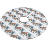 Jupon De Sapin En Polyester Brossé Chat Bengal dans Noël enneigé (Angle)