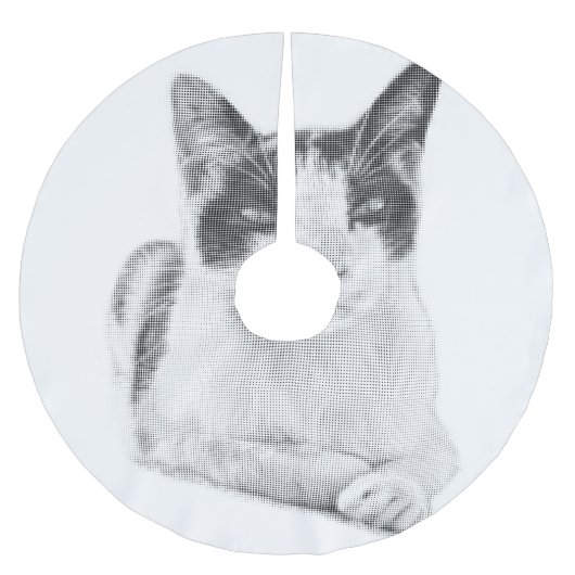 Jupon De Sapin En Polyester Brossé Chat calico minimal halftone (Devant)