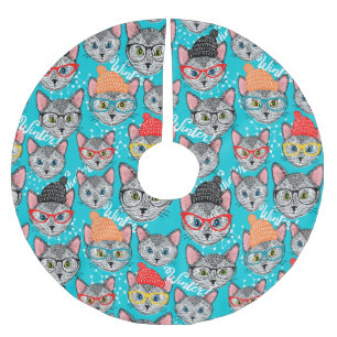 Jupon De Sapin En Polyester Brossé Chat dans le casquette