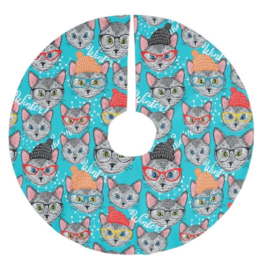 Jupon De Sapin En Polyester Brossé Chat dans le casquette (Devant)