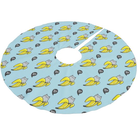 Jupon De Sapin En Polyester Brossé Chat en banane (Angle)