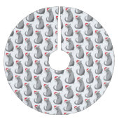Jupon De Sapin En Polyester Brossé Chat Gris de Noël Drôle (Devant)