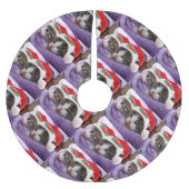 Jupon De Sapin En Polyester Brossé Chatons à Santa Hats Motif de Noël Jupe (Devant)