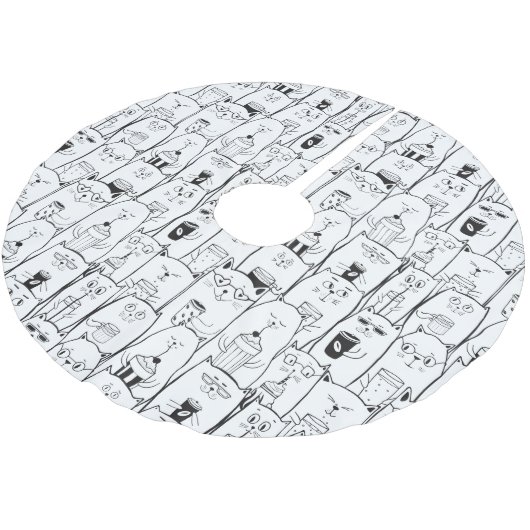 Jupon De Sapin En Polyester Brossé Chats adorables (Angle)