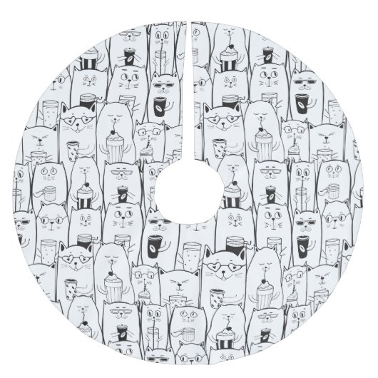 Jupon De Sapin En Polyester Brossé Chats adorables (Devant)