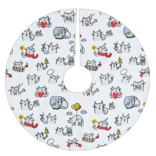 Jupon De Sapin En Polyester Brossé Chats amusants, lait et magie.