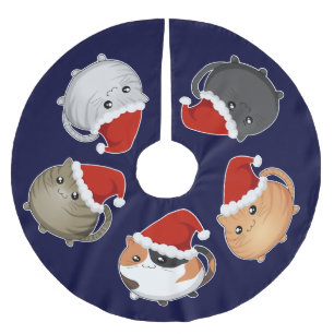 Jupon De Sapin En Polyester Brossé Chats de Kawaii Père Noël