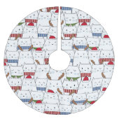 Jupon De Sapin En Polyester Brossé Chats de Noël (Devant)