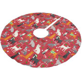 Jupon De Sapin En Polyester Brossé Chats de Noël (Angle)