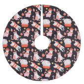 Jupon De Sapin En Polyester Brossé Chats de Noël mignons (Devant)