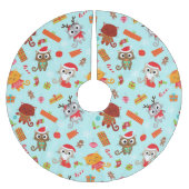 Jupon De Sapin En Polyester Brossé Chats de Noël mignons (Devant)