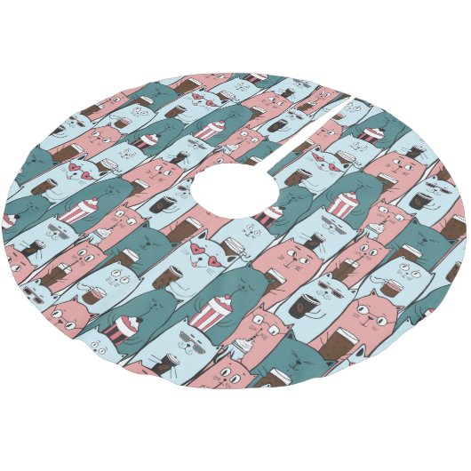 Jupon De Sapin En Polyester Brossé Chats mignons (Angle)