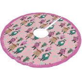 Jupon De Sapin En Polyester Brossé Chats roses dans des pulls de Noël moches (Angle)