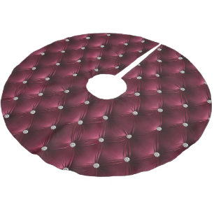 Jupon De Sapin En Polyester Brossé Chaud Bourgogne Rouge Faux Velvet
