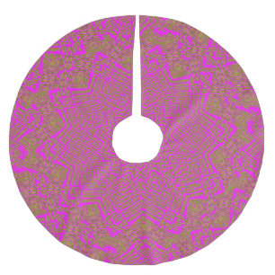 Jupon De Sapin En Polyester Brossé Chaud rose léopard Motif Cercle Noël