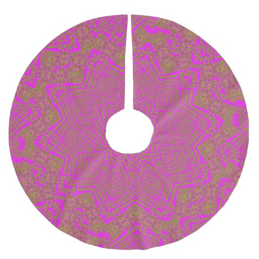Jupon De Sapin En Polyester Brossé Chaud rose léopard Motif Cercle Noël (Devant)