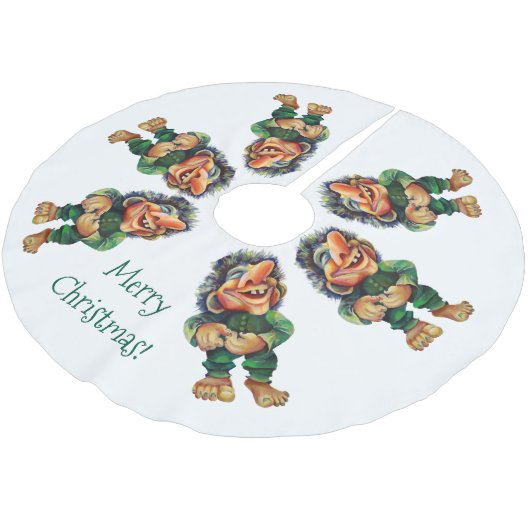 Jupon De Sapin En Polyester Brossé Cheeky Christmas Troll et Tree Delight (Angle)