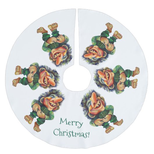 Jupon De Sapin En Polyester Brossé Cheeky Christmas Troll et Tree Delight (Devant)