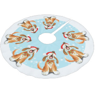 Jupon De Sapin En Polyester Brossé Chemise d'arbre de chien de chant de hymne de