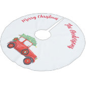 Jupon De Sapin En Polyester Brossé Chemise de Noël Rouge Arbre Blanc (Angle)