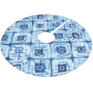 Jupon De Sapin En Polyester Brossé Chemise japonaise tie dye Shibori imprimé de Noël