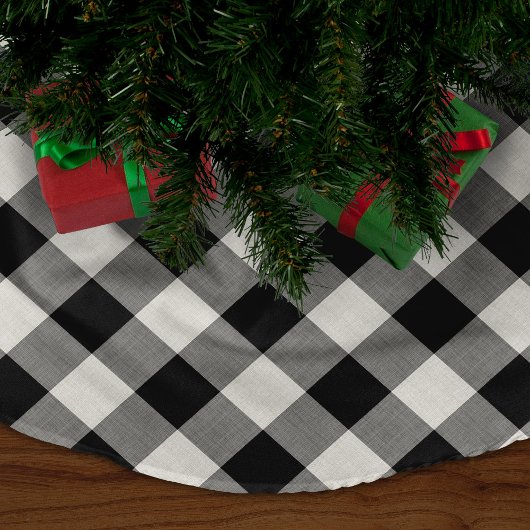 Jupon De Sapin En Polyester Brossé Chèque de buffle noir | Farmhouse Holiday