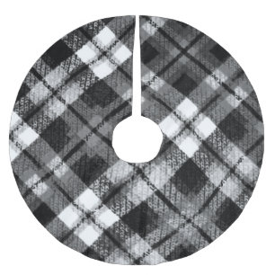 Jupon De Sapin En Polyester Brossé Chèque Tartan noir blanc Ferme moderne