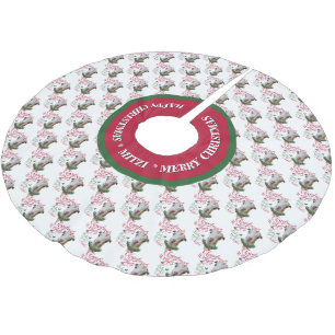 Jupon De Sapin En Polyester Brossé CHÈQUE voeux de Noël Bébé Chèvre Baisers LaManch