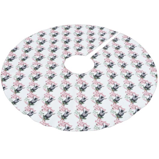 Jupon De Sapin En Polyester Brossé CHÈQUE | voeux de Noël Bébé Chèvre Baisers Nigéria (Angle)