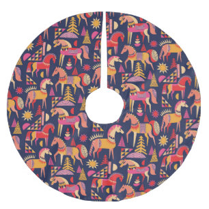 Jupon De Sapin En Polyester Brossé Chevaux Scandinaves : Décoration Décorative Sans C