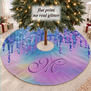 Jupon De Sapin En Polyester Brossé Chic Bleu Violet Ombré Paillettes Coulure Monogram