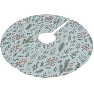 Jupon De Sapin En Polyester Brossé Chic Botanique Holly Berry Motif Floral