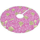 Jupon De Sapin En Polyester Brossé Chic rose diamants or Noël (Angle)