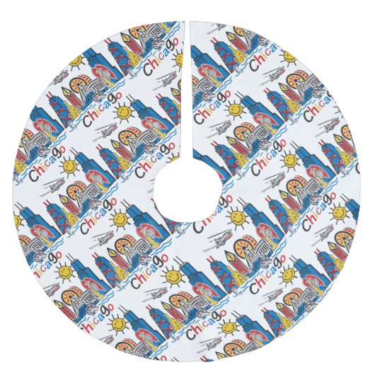 Jupon De Sapin En Polyester Brossé Chicago Kids Skyline (Devant)