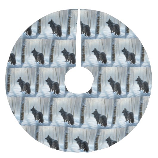 Jupon De Sapin En Polyester Brossé Chien à neiger belge Noël (Devant)