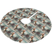Jupon De Sapin En Polyester Brossé Chien beagle à Noël de neige (Angle)