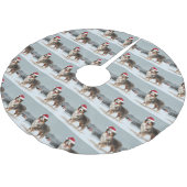 Jupon De Sapin En Polyester Brossé Chien berger australien en Noël de neige (Angle)