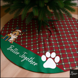 Jupon De Sapin En Polyester Brossé Chien Colley de Noël Renne Cadeau Graphique