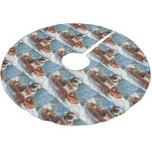 Jupon De Sapin En Polyester Brossé Chien de berger australien en Noël à Sledge (Angle)