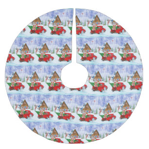 Jupon De Sapin En Polyester Brossé Chien de Corgi dans la livraison de Noël Camion ne