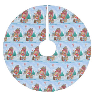 Jupon De Sapin En Polyester Brossé Chien de Corgi dans la neige Maison de Chien de No