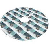 Jupon De Sapin En Polyester Brossé Chien de Noël neige hiver (Angle)